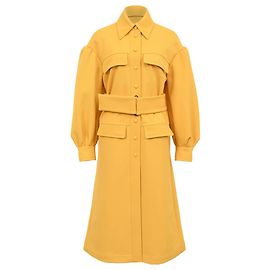 Fendi Trench Coat in Yellow Wool Yellow