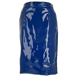 Marc by Marc Jacobs Midi Pencil Skirt in Blue Polyurethane Blue