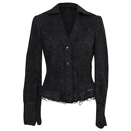 Blazer en tweed à boutonnage simple Alexander Wang en coton noir Noir