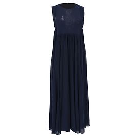 Jil Sander Plissiertes ärmelloses Midikleid aus Polyamid in Navy Blue Blau Marineblau