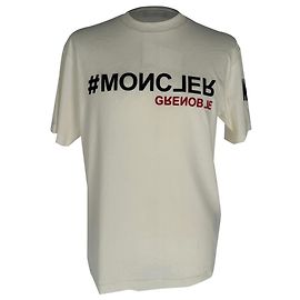 Camiseta Moncler Grenoble Hashtag Logo en algodón blanco Blanco