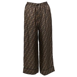 Calças Palazzo Fendi Monogram em seda multicolorida Multicor