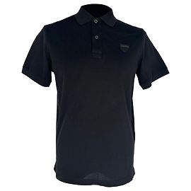 Prada Polohemd aus schwarzer Baumwolle mit Logo-Applikation Schwarz