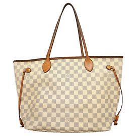 Saco Tote Louis Vuitton Damier Azur Neverfull MM Branco