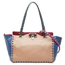 Valentino Rockstud Tote Bag Blau Beige