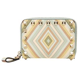 Mini cartera redonda con cremallera y tachuelas Valentino Multicolor Verde