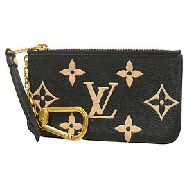 Louis Vuitton Monogram Empreinte Bicolor Pochette Clé Coin Case Negro Beige