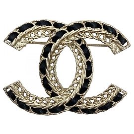 Chanel Coco Mark Kettenbrosche Schwarz