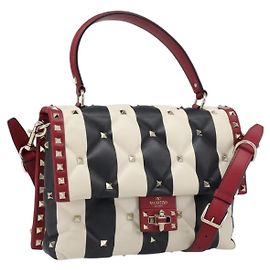 Valentino Garavani Candystud Top Handle Leather Mini Red
