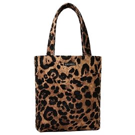 Borsa Tote Dolce & Gabbana Stampa Leopardata in Cotone Marrone Stampa leopardo