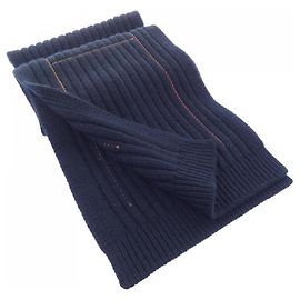Hermès Hermes H Torsade Cuir Schal Marineblau