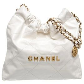 Chanel 22 Borsa Hobo in pelle di agnello bianca Bianco