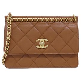 Bolsa de ombro Chanel AS4169 em couro de bezerro granulado marrom Marrom