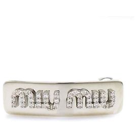 Miu Miu Silver Metal Barrette Hair Clip Silvery