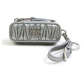 Miu Miu Silver Leather Handbag Charm Silvery