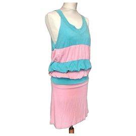 American Retro Vestido Cancán a Rayas Rosa y Azul Rosa Azul Multicolor