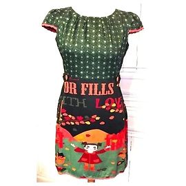 Autre Marque Robe courte en coton imprimé Rosalita McGee Noir Rose Rouge Vert Orange Jaune