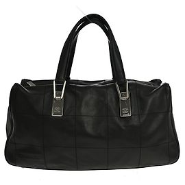 Chanel Square Stitch CC Boston Quilted Leather Large Schwarz