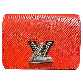 Portefeuille bi-fold Louis Vuitton en cuir Epi Rouge