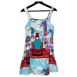 Autre Marque Vestido corto de algodón Rosalita McGee Pop Art Locomotora Rosa Blanco Roja Azul Verde Naranja Púrpura
