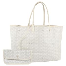 Sac Cabas GOYARD Herringbone Saint Louis GM PVC Blanc Auth 204859A Blanc