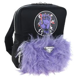 Zaino PRADA Frankenstein Nylon Nero Viola Auth 203108M Nero Porpora