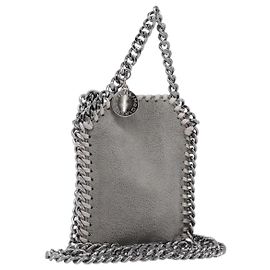 Stella Mc Cartney Stella MacCartney Falabella Micro Chain Shoulder Pouch Polyester Auth 202846V Marron Argenté