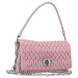 Borsa a tracolla con catena Miu Miu in pelle 2way Rosa Argento Auth BA15638A Argento Rosa