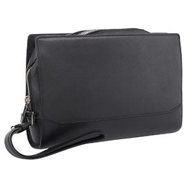 CARTIER Clutch-Tasche aus Leder Schwarz Silber Auth am12649A Schwarz Silber