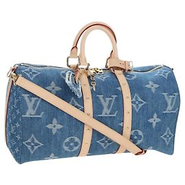 Borsa LOUIS VUITTON Monogram Denim Keepall Bandouliere 45 M24315 LV Auth yk9898SM Blu