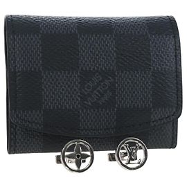 Abotoaduras LOUIS VUITTON Damier Graphite LV Catch Cuffs M80188 LV Auth 202616V Prata Damier ebene