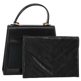 Autre Marque Borsa a mano SAINT LAURENT in pelle Set da 2 Nero Auth 200742 Nero