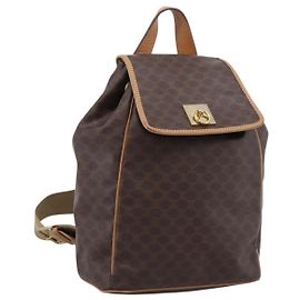 Céline Zaino CELINE Macadam PVC Leather Brown Gold Tone Auth ka6222 Marrone Altro