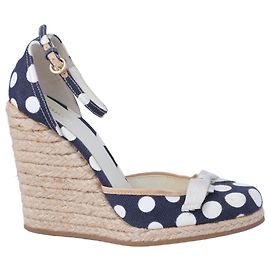 Miu Miu Polka-Dot Canvas Espadrille Wedges - ’10s Weiß Andere