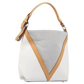 LOUIS VUITTON Bolsa de Ombro Baguette GM Couro Branco Prata LV Auth 203256 Prata Branco
