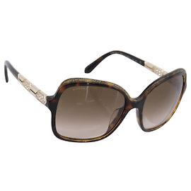 Bulgari Lunettes de soleil BVLGARI Plastique Marron Doré Auth BA15587V Marron Autre