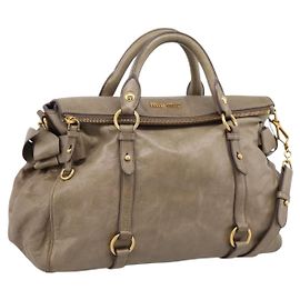Miu Miu Vitellolux Handtasche Leder 2way Beige Goldfarben Auth 204644V Beige Andere