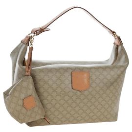 Céline Bolsa de mão CELINE Macadam Canvas PVC Beige Gold Auth 201135V Bege Dourado