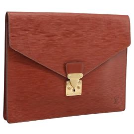 LOUIS VUITTON Epi Porte Documents Senatur Briefcase Brown M54453 LV Auth LN129 Brown