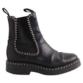 Chloé Biker-Stiefel aus schwarzem Leder Schwarz