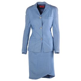 Completo gonna Valentino blu notte in viscosa - anni '90 Blu Marrone chiaro