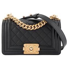 CHANEL - Borsa a tracolla mini Chanel Boy in pelle caviar nera Nero