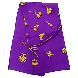 Pañuelo de seda Hermès Clips Morado 90 Púrpura