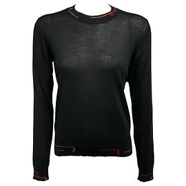 Jersey de punto de lana y seda de manga larga Prada negro Negro