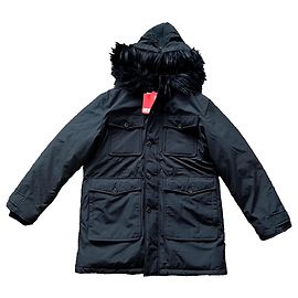 Diesel W-Jorgy Parka Acolchoada com Capuz e Pele Sintética Macia em Preto, Tamanho 48 IT Preto