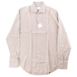 Autre Marque Camisa riscada Eleventy em bege, tamanho 40 IT Bege