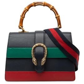 Bolsa Satchel Dionysus Web Gucci Medium em couro de bezerro azul com bambu Azul