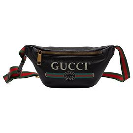 mala de cintura Gucci Small em couro de bezerro granulado preto com logótipo Web Preto