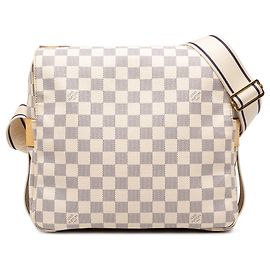 Borsa a tracolla Louis Vuitton Damier Azur Naviglio bianca Bianco