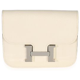 Hermès Nata Epsom Constance Slim Wallet PHW Branco